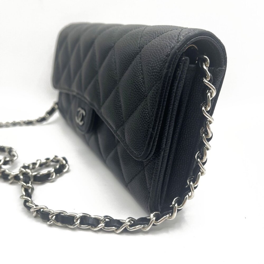 Authentic CHANEL CC Classic Caviar Flap Wallet Chain Shoulder Crossbody Black - Picture 7 of 16